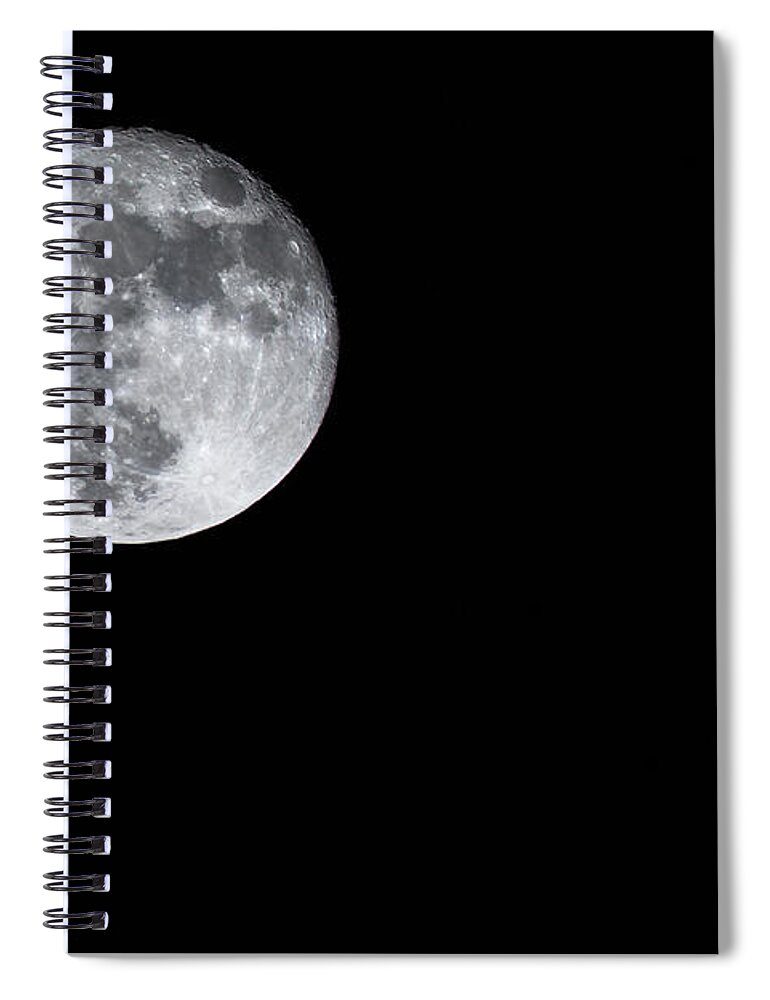 Astronomy Spiral Notebook featuring the photograph Full Moon Left by Benny Marty