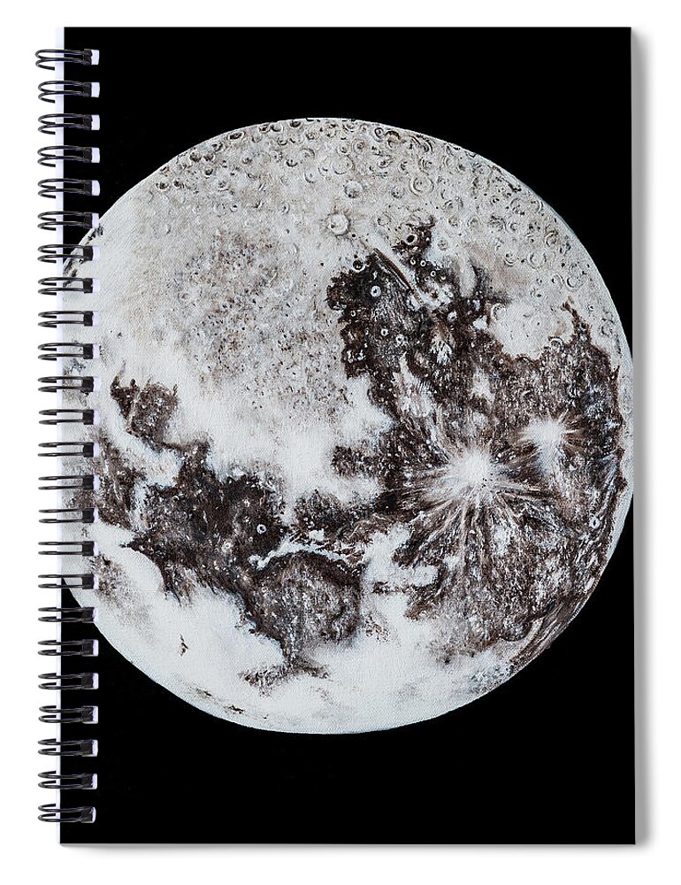 Moon Spiral Notebook featuring the painting Full Moon by Neslihan Ergul Colley