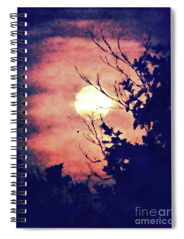 Moon Spiral Notebook featuring the digital art Full Moon Silhouette by Phil Perkins