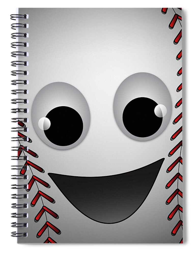 Baseball Spiral Notebook featuring the digital art Fun Baseball Character by MM Anderson