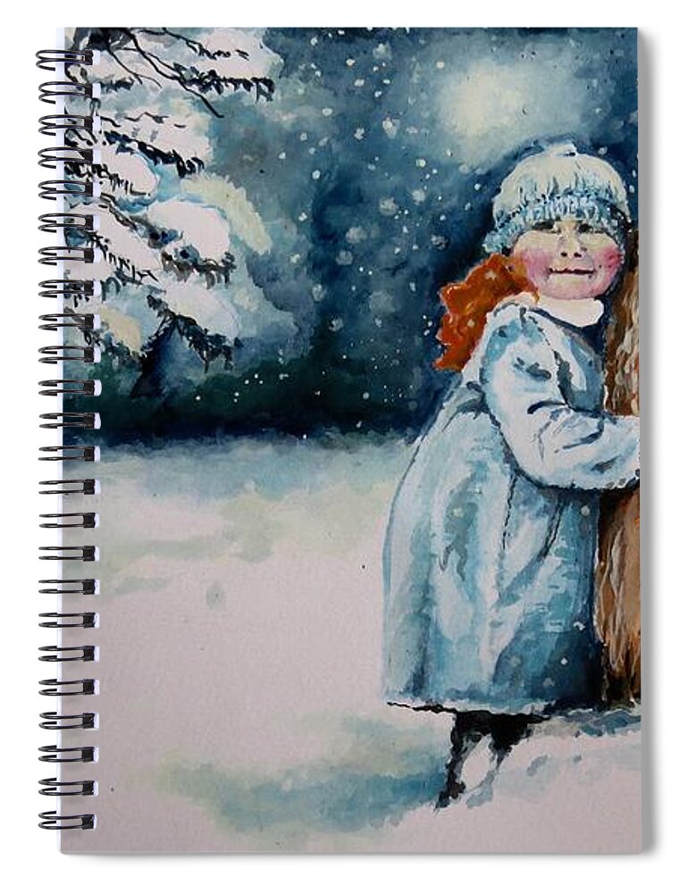 Fun In The Snow Spiral Notebook featuring the painting Fun In The Snow by Geni Gorani