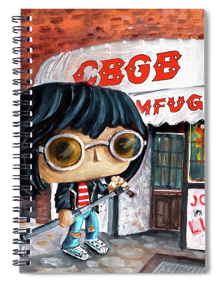 Funko Spiral Notebook featuring the painting Funko Joey Ramone At CBGB by Miki De Goodaboom