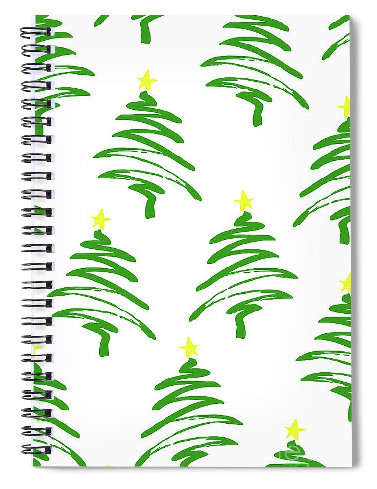Christmas Trees Spiral Notebook featuring the digital art Funky Christmas Trees by Louisa Knight