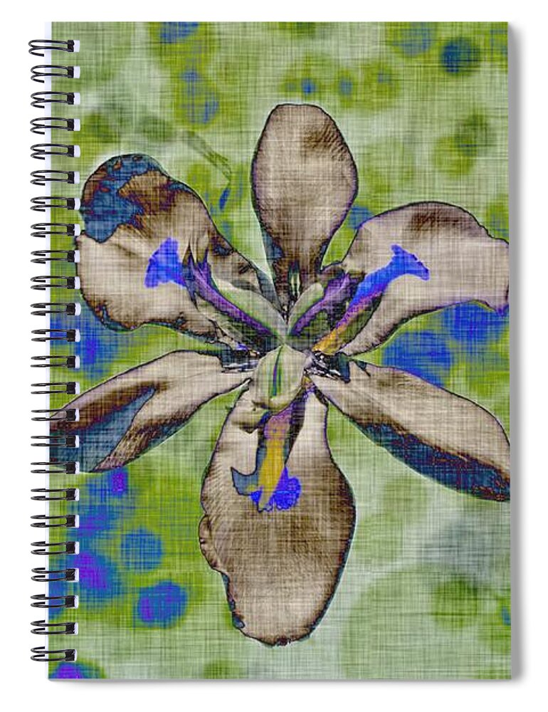Iris Spiral Notebook featuring the photograph Funky Iris by Alison Frank