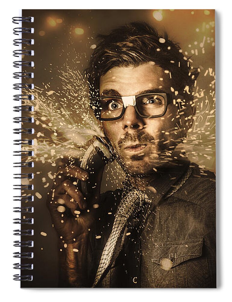 Funny Spiral Notebook featuring the photograph Funny male beauty and fashion nerd by Jorgo Photography