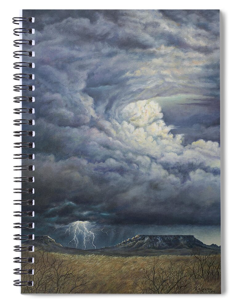 Square Butte Spiral Notebook featuring the painting Fury Over Square Butte by Kim Lockman