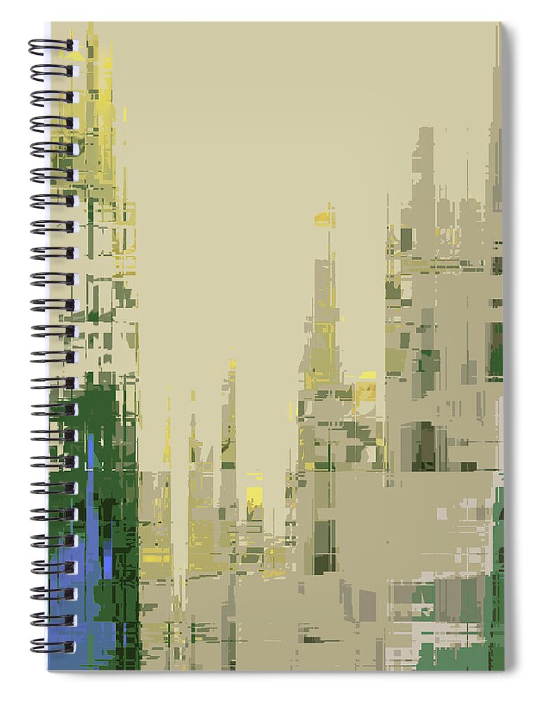 Abstract Spiral Notebook featuring the digital art Futura Circa 66 by Gina Harrison