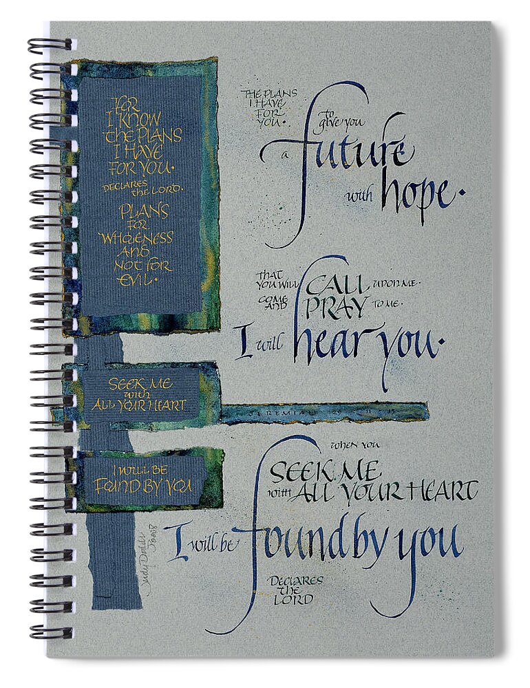 Achievement Spiral Notebook featuring the mixed media Future Hope II by Judy Dodds
