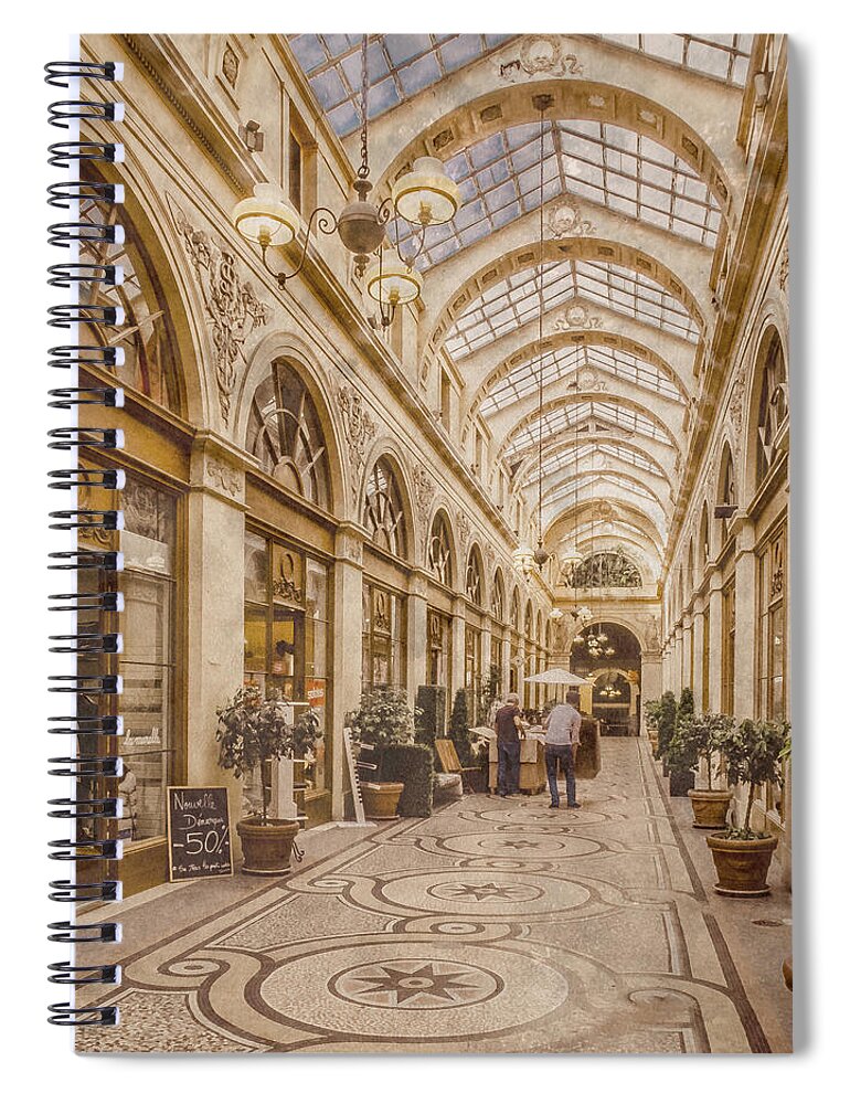 Paris Spiral Notebook featuring the photograph Paris, France - Galerie Vivienne by Mark Forte