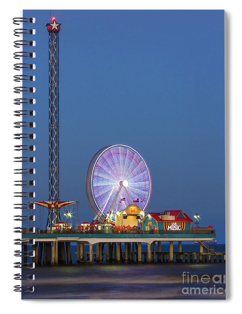 Galveston Pier Spiral Notebook featuring the photograph Galveston Pier by Brandon Bonafede