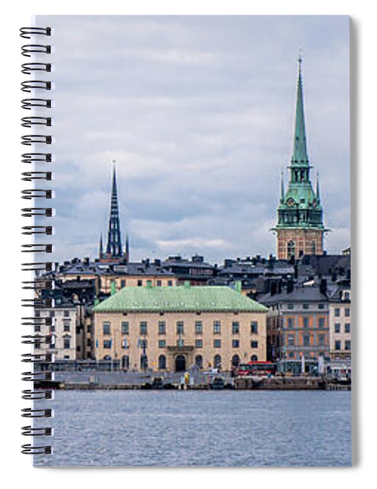 Gamla Stan Stockholm's Entrance By The Sea Spiral Notebook featuring the photograph Gamla Stan Stockholm's entrance by the sea by Torbjorn Swenelius
