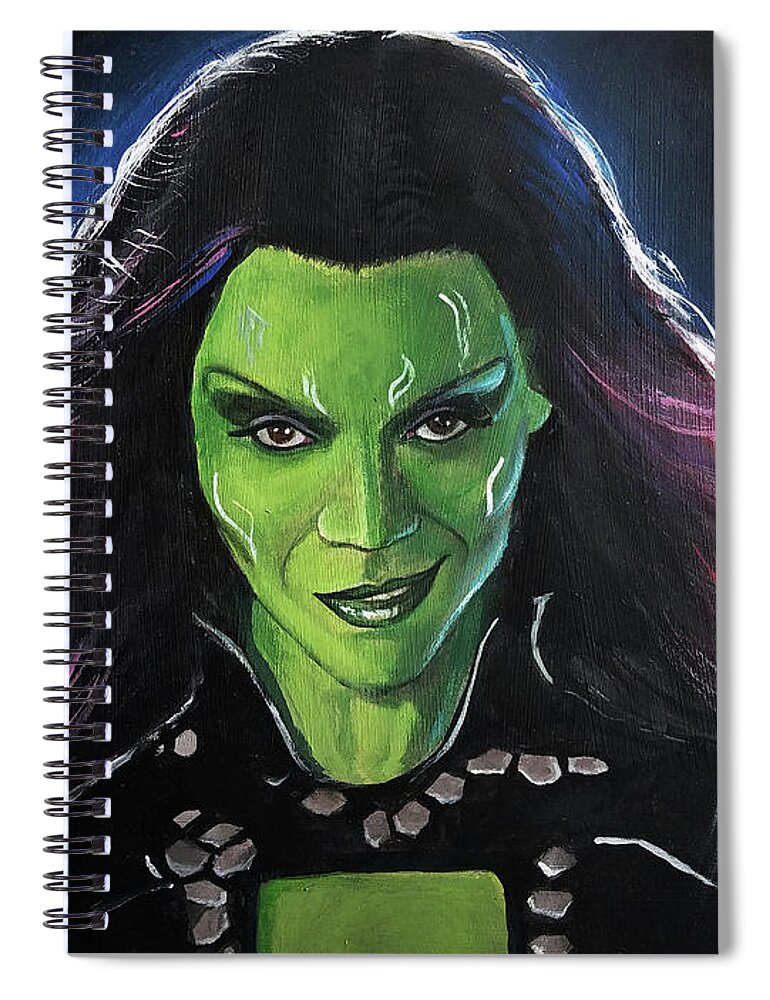 Guardians Of The Galaxy Spiral Notebook featuring the painting Gamora by Tom Carlton