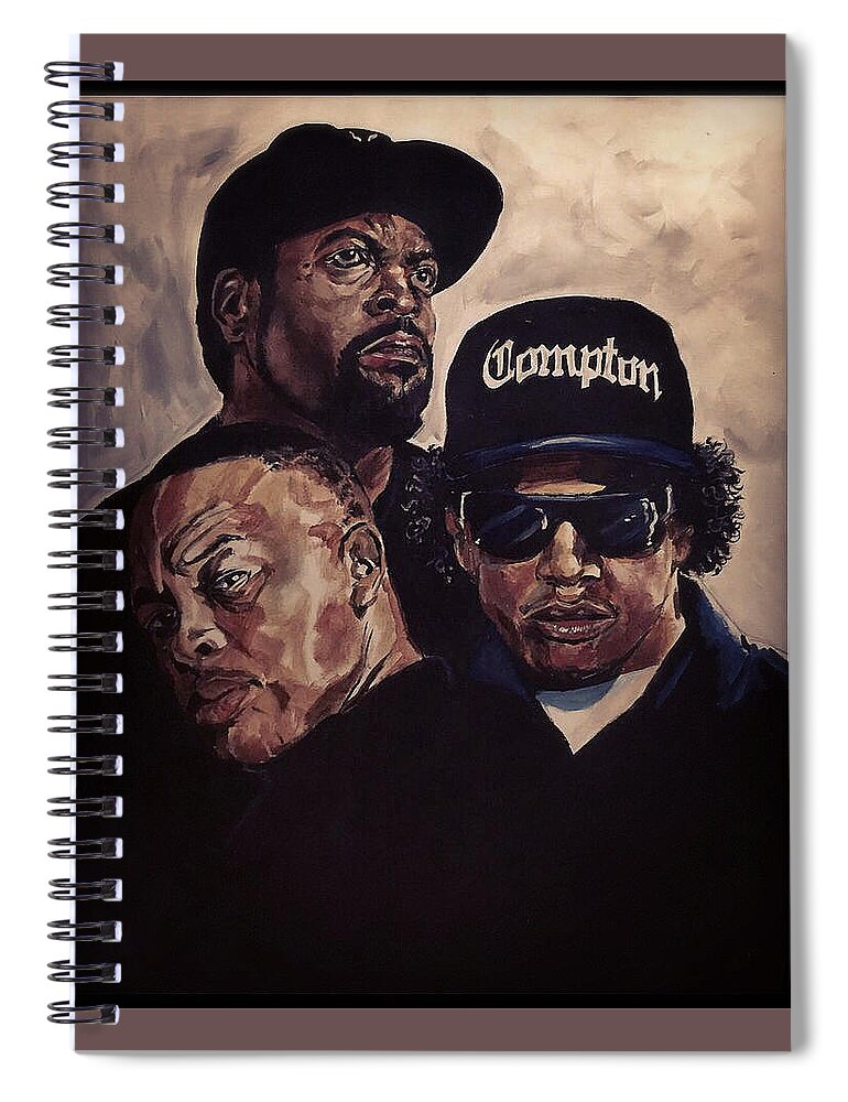Portrait Spiral Notebook featuring the painting Gangsta Trinity by Joel Tesch