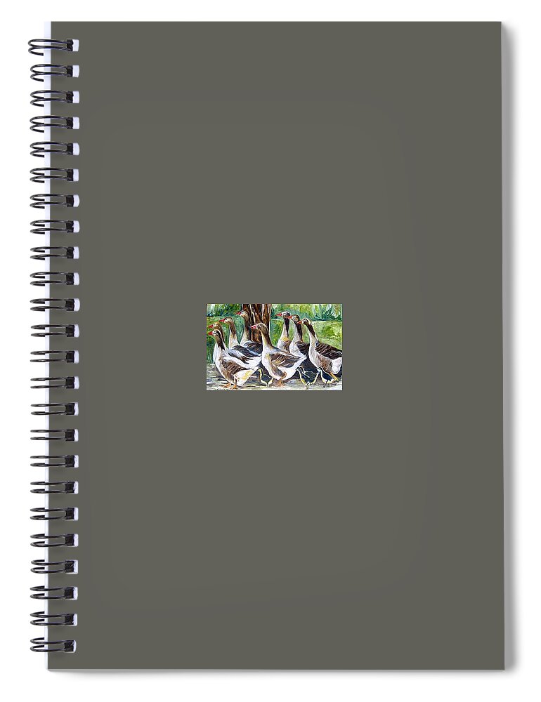 Animales Spiral Notebook featuring the painting Ganzos by Carlos Jose Barbieri