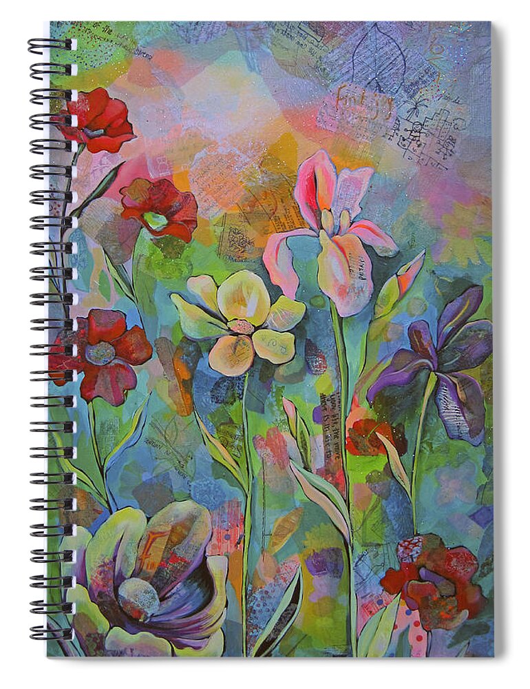Garden Spiral Notebook featuring the painting Garden of Intention - Triptych Center Panel by Shadia Derbyshire