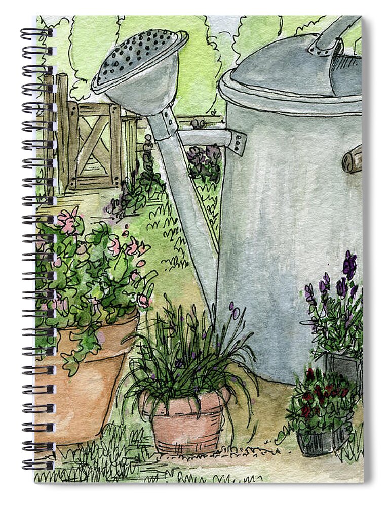 Garden Tools Spiral Notebook featuring the painting Garden Tools by Laurie Rohner