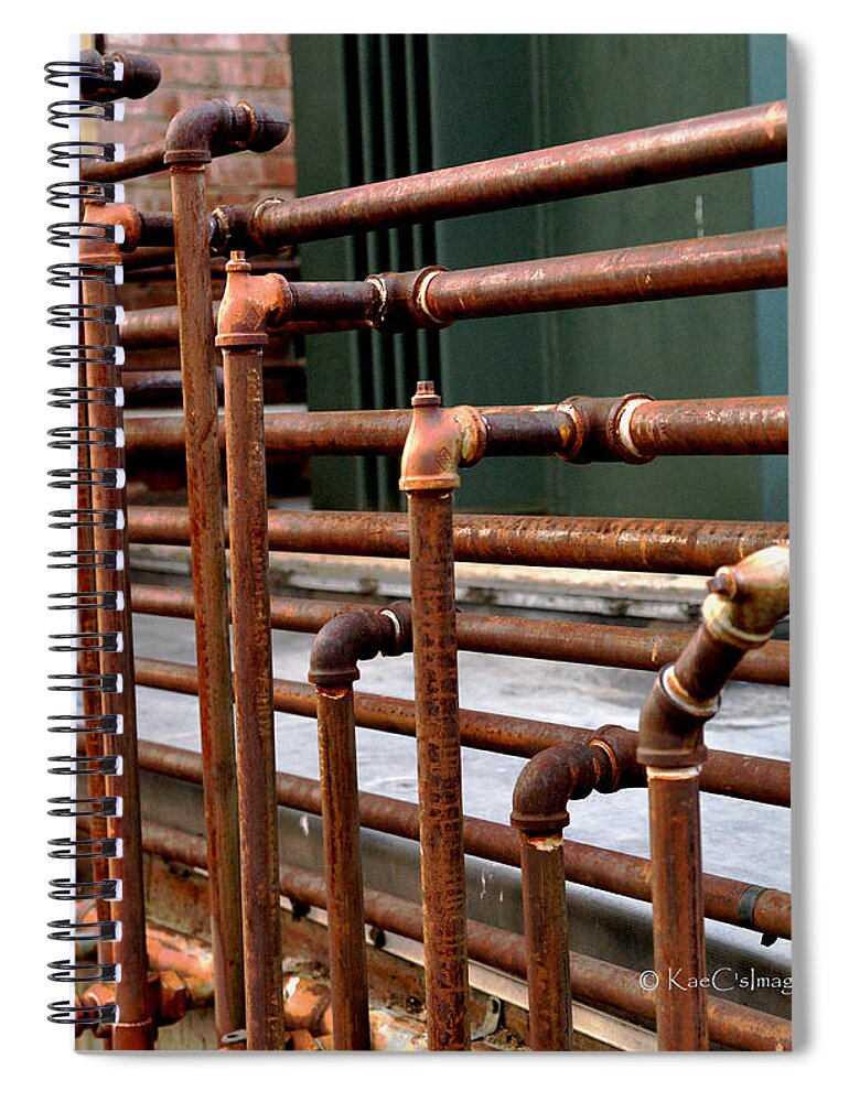 Gas Pipelines Spiral Notebook featuring the photograph Gas Pipes and Fittings by Kae Cheatham