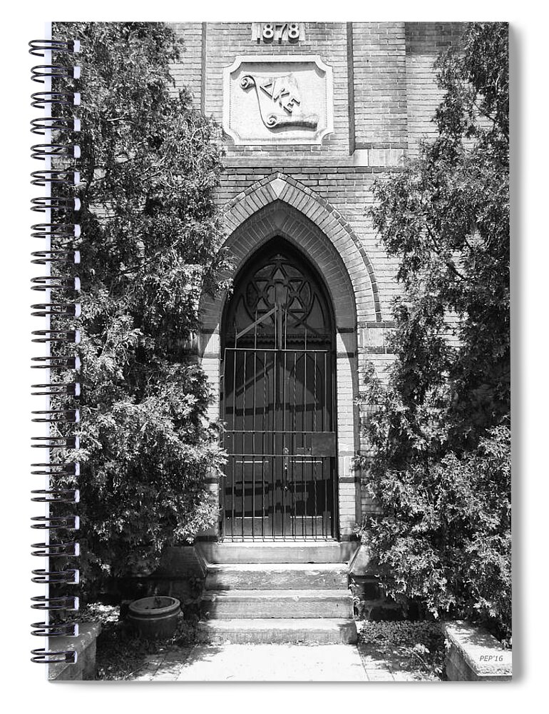 Building Spiral Notebook featuring the photograph Gated Brick Building by Phil Perkins