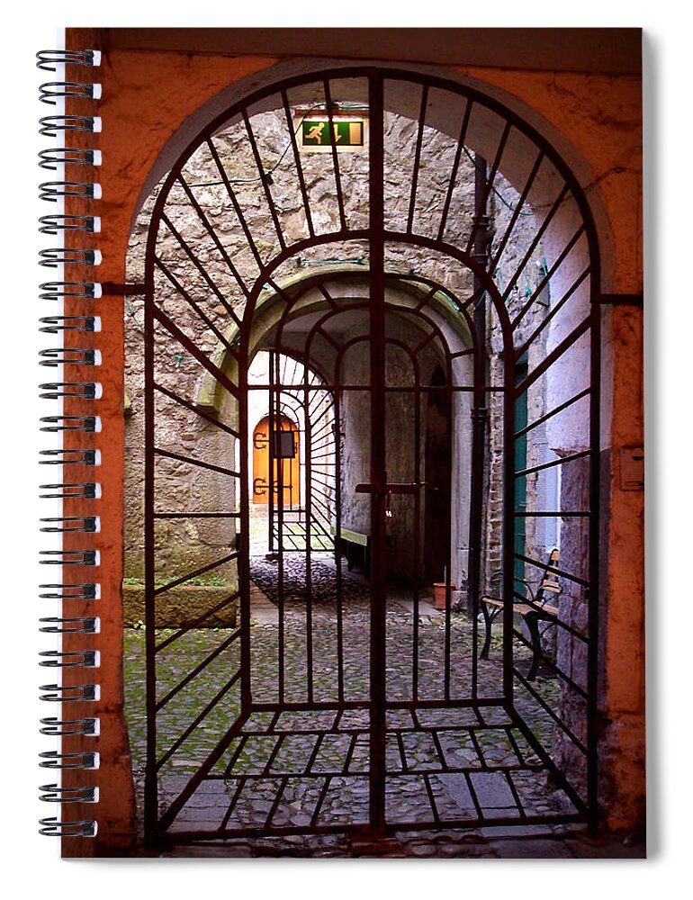 Gate Spiral Notebook featuring the photograph Gated Passage by Tim Nyberg