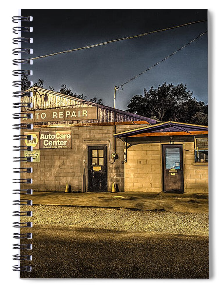 Gates Spiral Notebook featuring the photograph Gates Auto Repair by David Morefield