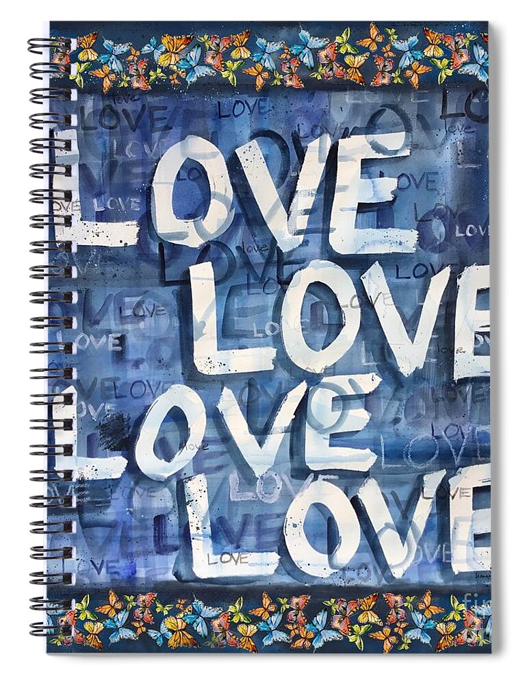Love Spiral Notebook featuring the painting Love Blue by Liana Yarckin