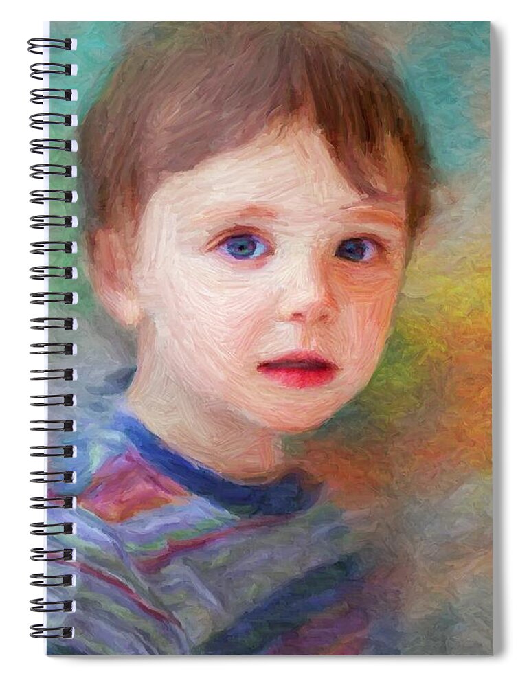 Child Spiral Notebook featuring the digital art Gazing Boy by Caito Junqueira