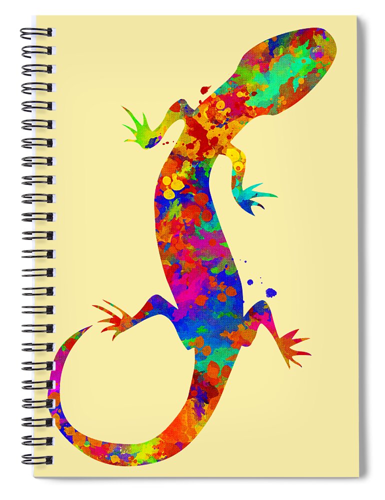 Gecko Spiral Notebook featuring the mixed media Gecko Watercolor Art by Christina Rollo