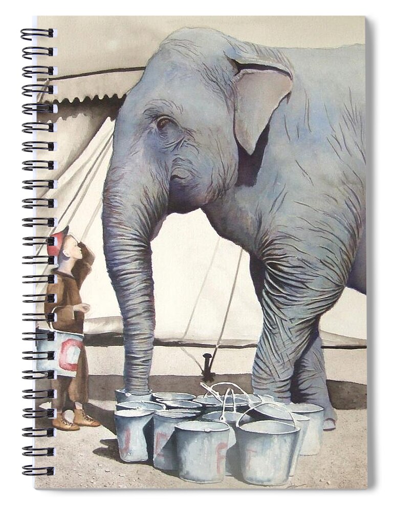 Circus Spiral Notebook featuring the painting Gee Whiz II by Greg and Linda Halom