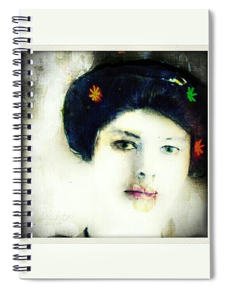 Woman Spiral Notebook featuring the digital art Geisha by Delight Worthyn