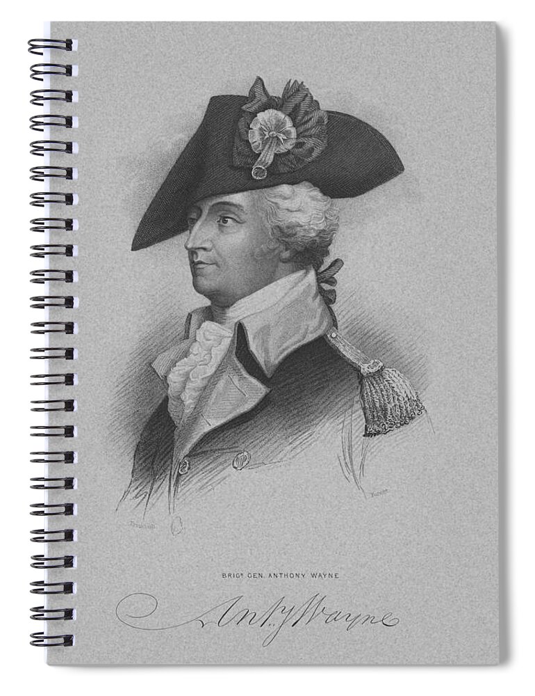 Revolutionary War Spiral Notebook featuring the mixed media General Anthony Wayne by War Is Hell Store