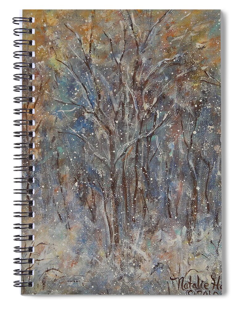 Art Around The World Project Spiral Notebook featuring the painting Gentle Snow by Natalie Holland