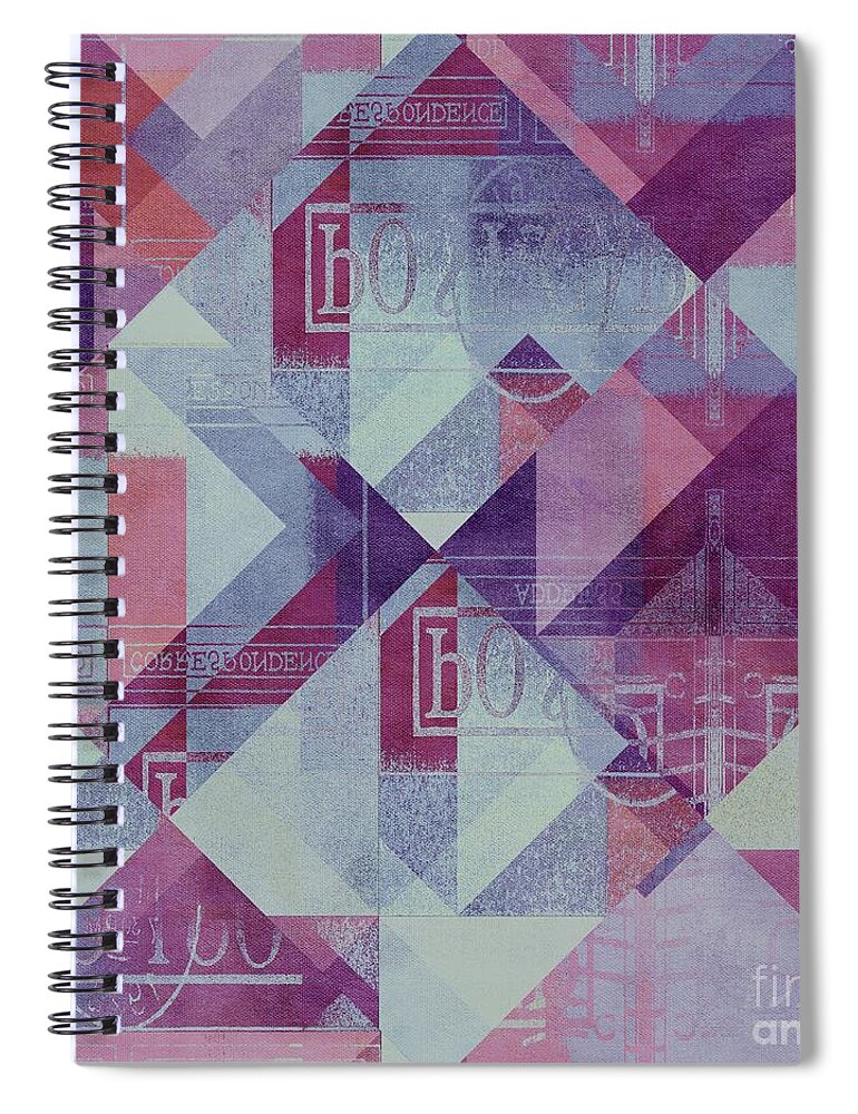 Abstract Spiral Notebook featuring the digital art Geomix - 33-03 by Variance Collections