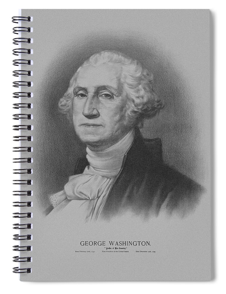 George Washington Spiral Notebook featuring the mixed media George Washington by War Is Hell Store