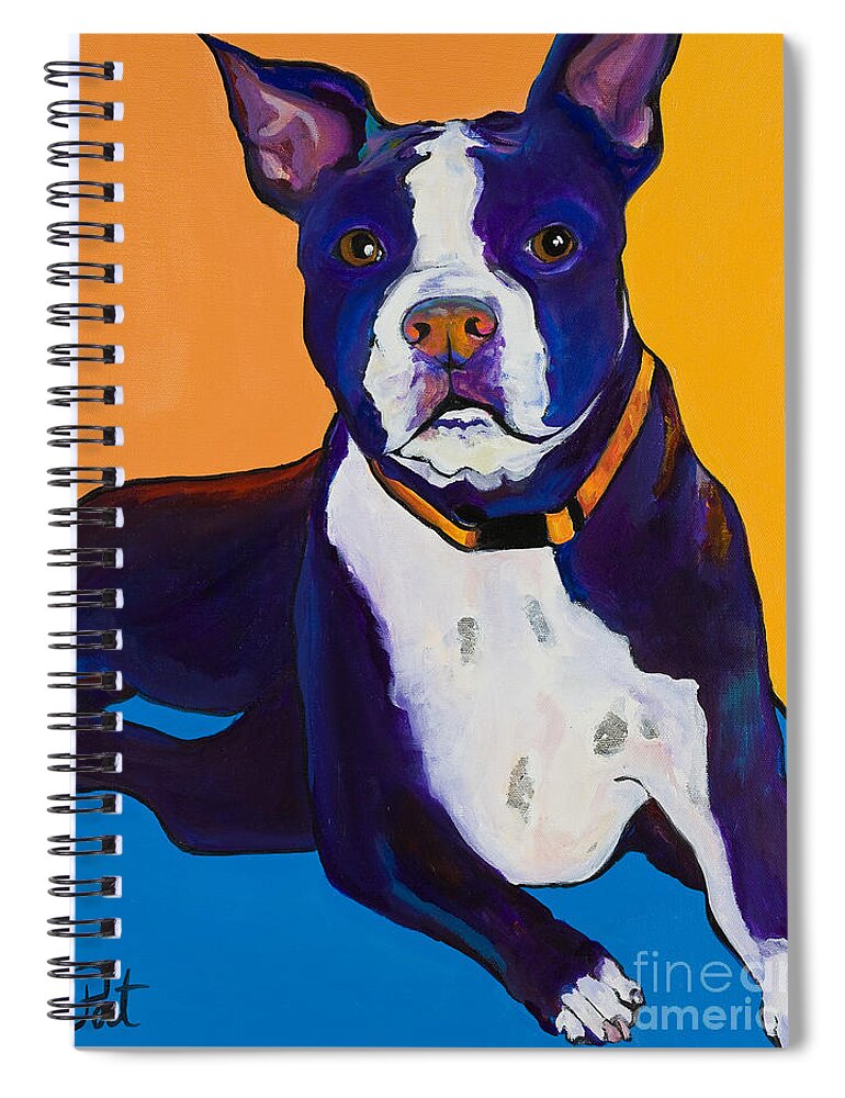 Boston Terrier Spiral Notebook featuring the painting Georgie by Pat Saunders-White