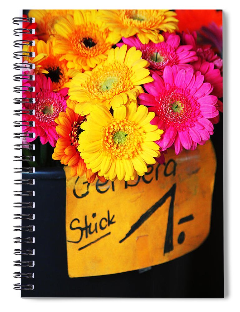 Flowers Spiral Notebook featuring the photograph Gerbera Daisies One Euro by Lauri Novak