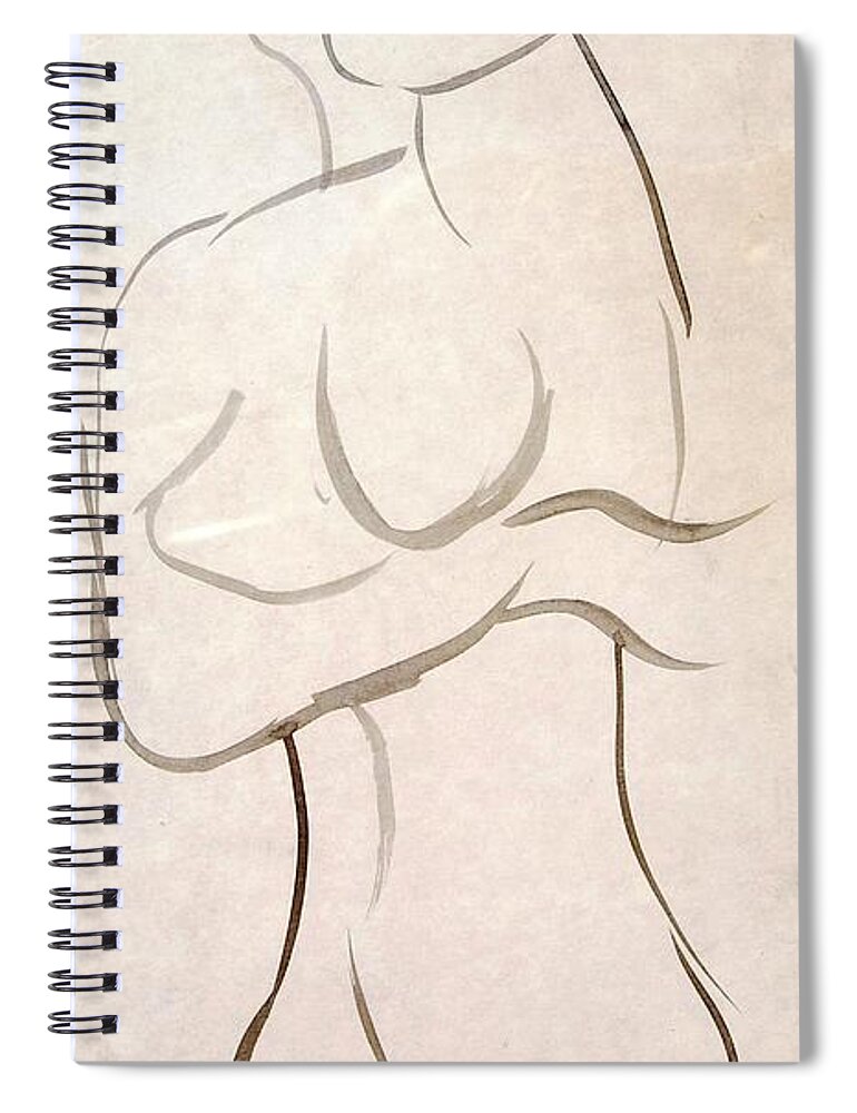 Sketch Spiral Notebook featuring the mixed media Gestural Nude Sketch by Angela Murray