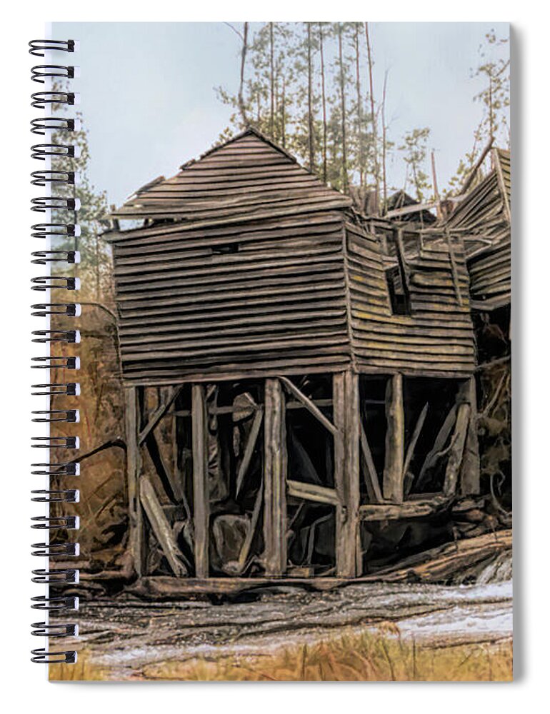 Ghost Mill On Chinquapin Creek Spiral Notebook featuring the photograph Ghost Mill On Chinquapin Creek South Carolina by Bellesouth Studio
