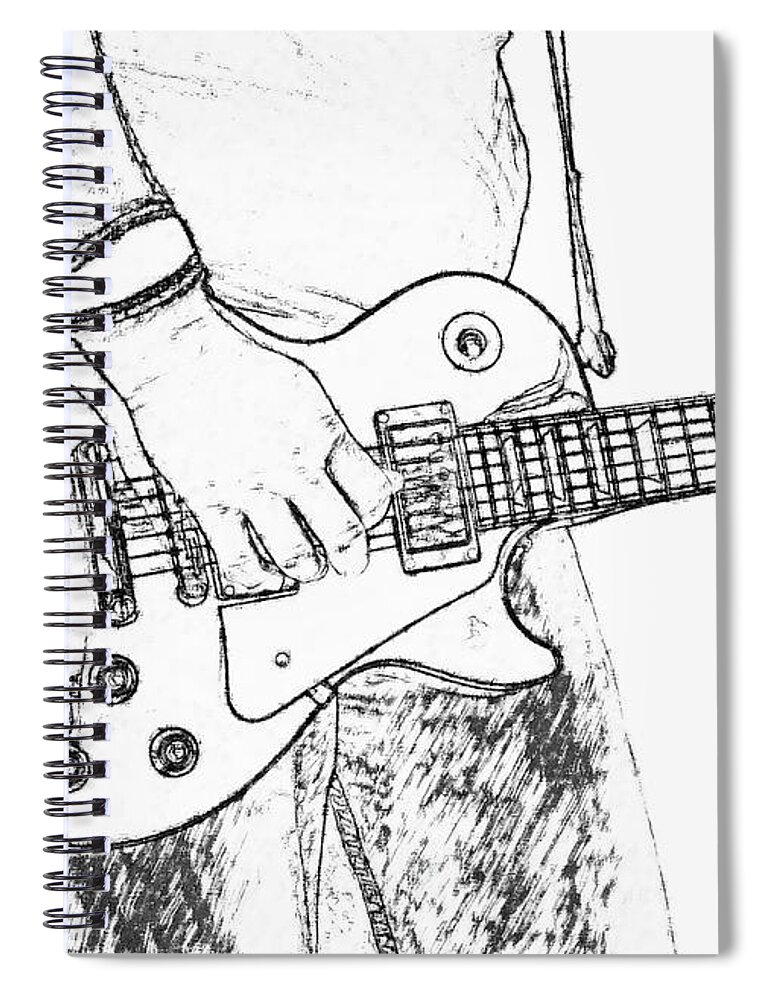 Les Paul Spiral Notebook featuring the digital art Gibson Les Paul Guitar Sketch by Randy Steele