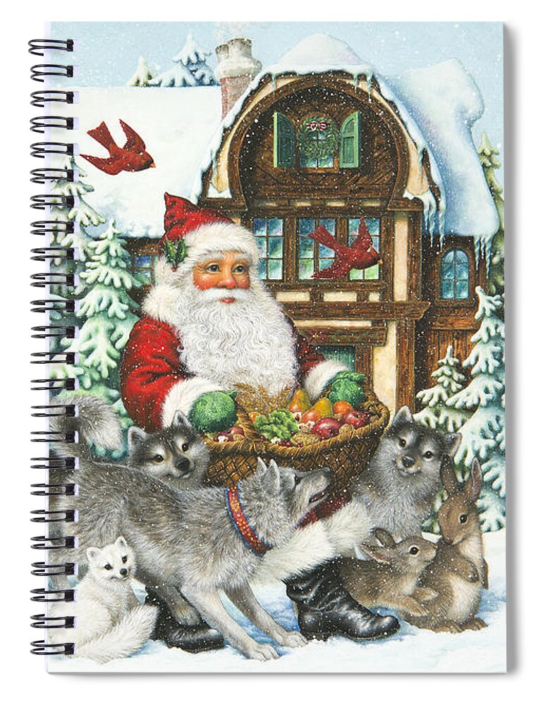 Santa Claus Spiral Notebook featuring the painting Gifts for All by Lynn Bywaters