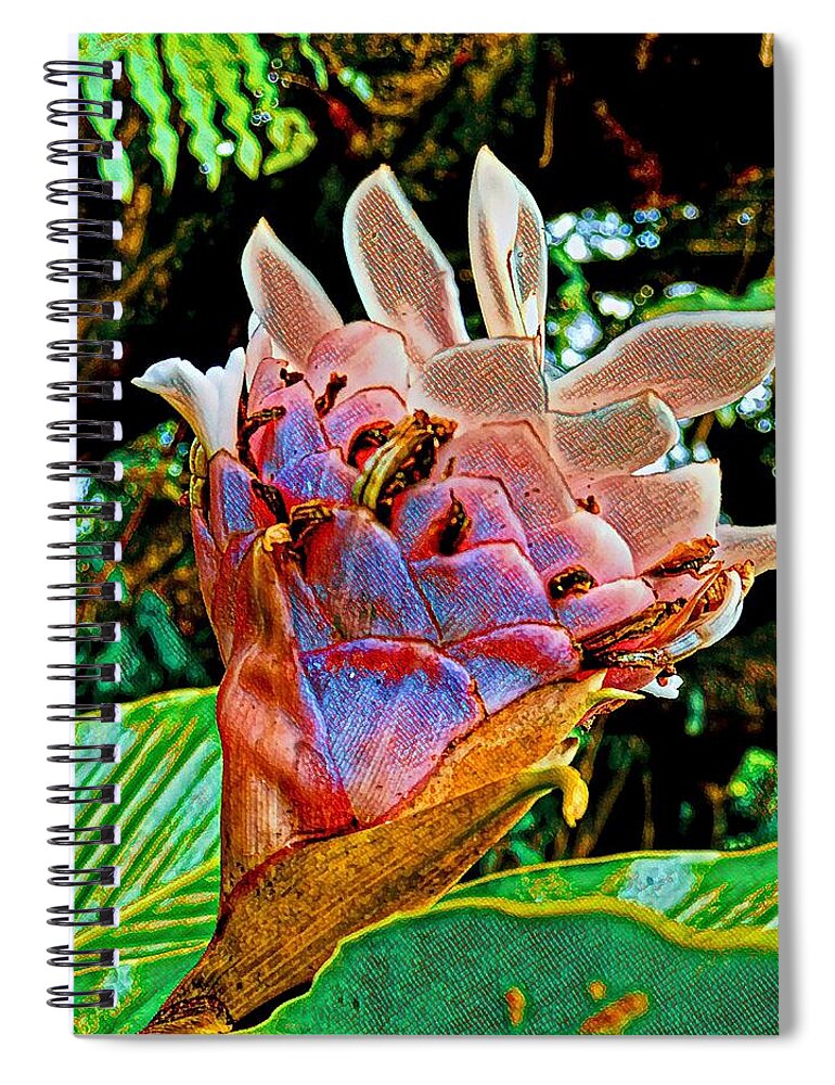 #flowersofaloha #flowers # Flowerpower #aloha #hawaii #aloha #puna #pahoa #thebigisland #gingerinthepurple #ginger #purple Spiral Notebook featuring the photograph Ginger in the Purple by Joalene Young