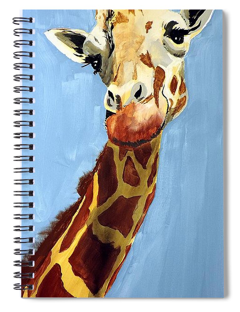 Giraffe Spiral Notebook featuring the painting Girard Giraffe by Tom Riggs