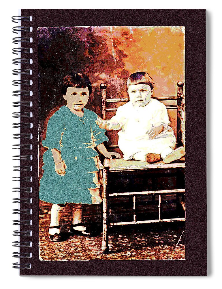 Antiques Spiral Notebook featuring the photograph Girl and Baby by John Vincent Palozzi