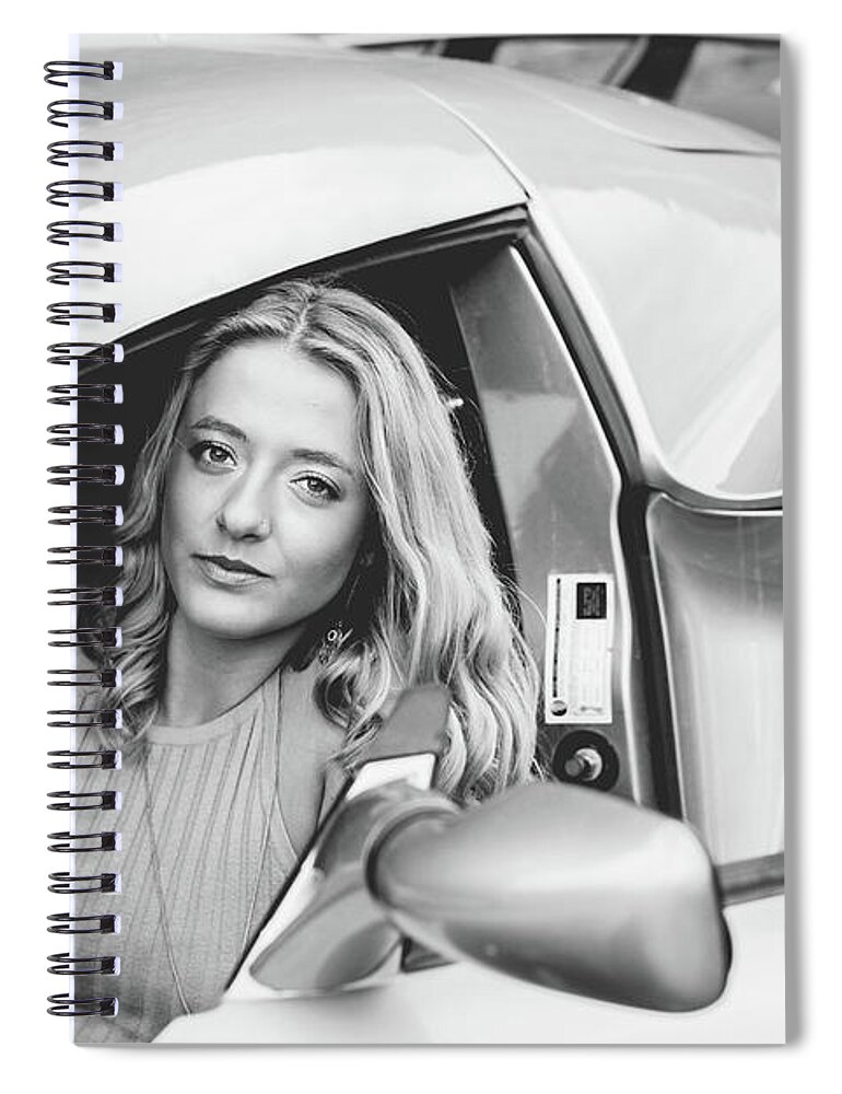 Girl Spiral Notebook featuring the photograph Girl in Car by Lisa Lemmons-Powers
