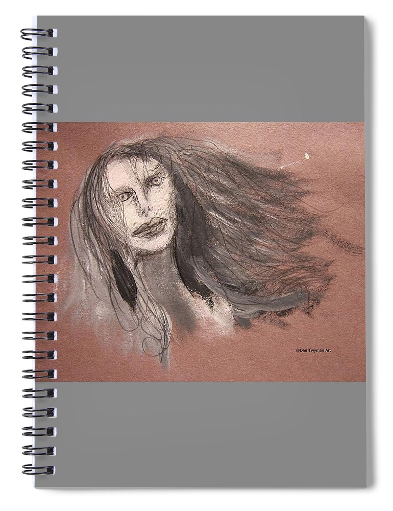 Girl Spiral Notebook featuring the mixed media Girl in Mixed Media by Dan Twyman