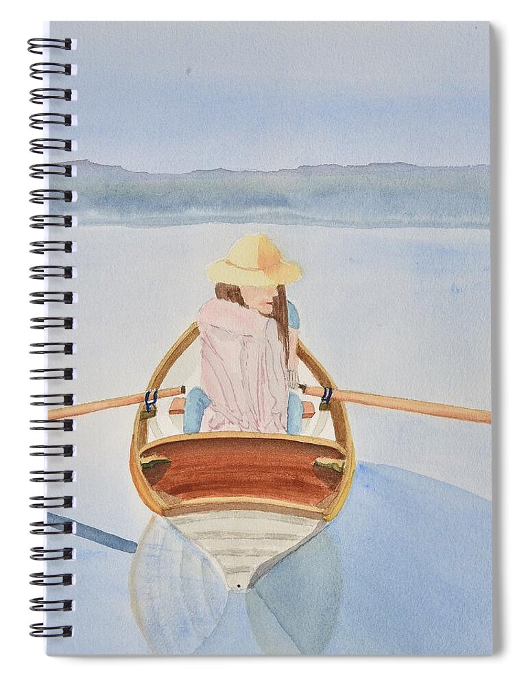 Linda Brody Spiral Notebook featuring the painting Girl in Rowboat by Linda Brody
