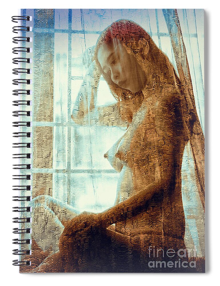 Women Spiral Notebook featuring the digital art Girl in The Window by Ian Gledhill