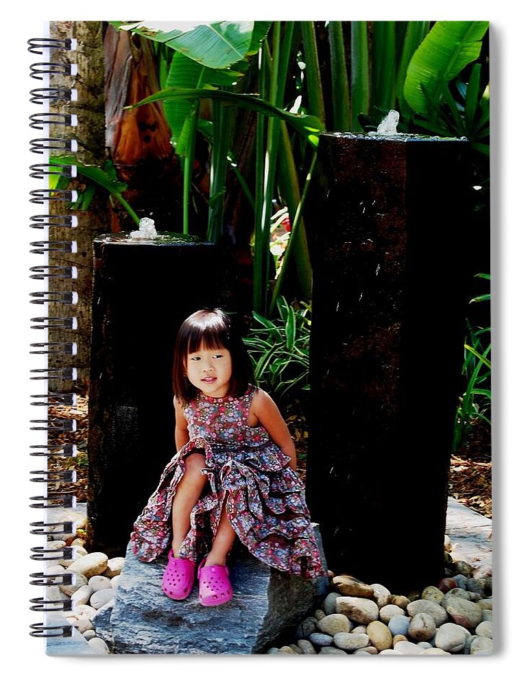 Child Spiral Notebook featuring the photograph Girl on Rocks by Angela Murray