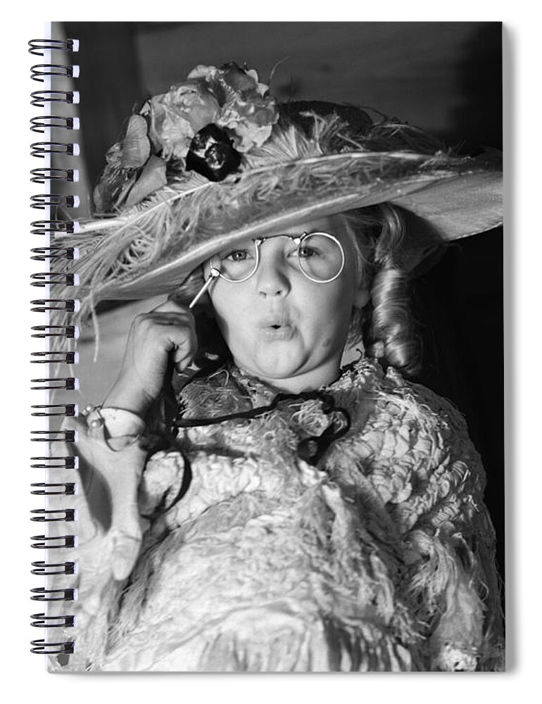 1950s Spiral Notebook featuring the photograph Girl Playing Dress-up, C.1950s by H. Armstrong Roberts/ClassicStock