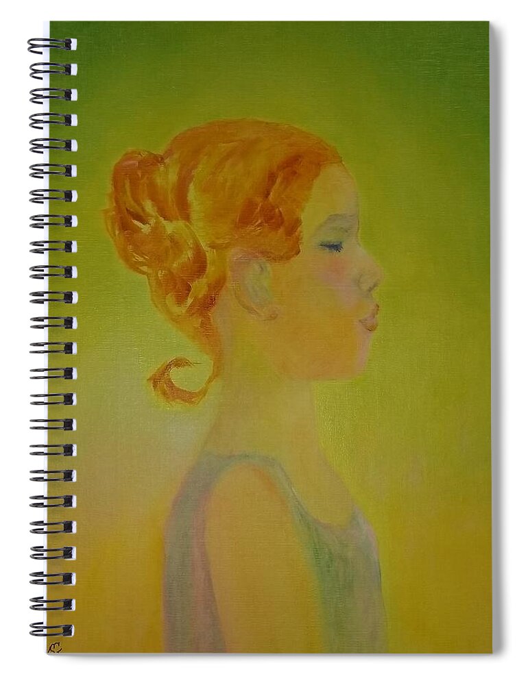Young Girl Spiral Notebook featuring the painting The Girl with the Curl by Kim Shuckhart Gunns