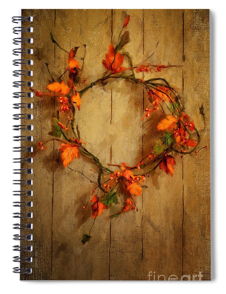 Wreath Spiral Notebook featuring the digital art Giving Thanks by Lois Bryan